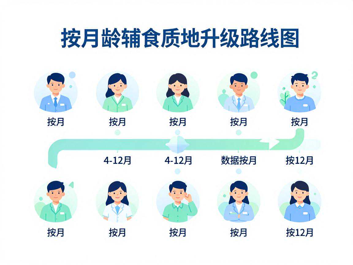 按月龄辅食质地升级路线图4-12月