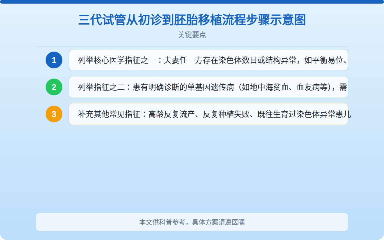 三代试管从初诊到胚胎移植流程步骤示意图