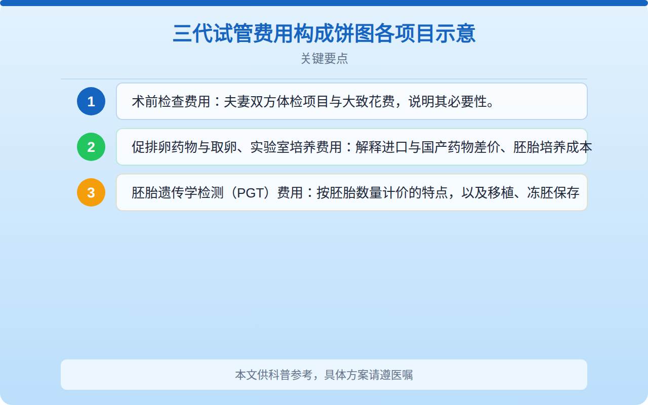 三代试管费用构成饼图各项目占比