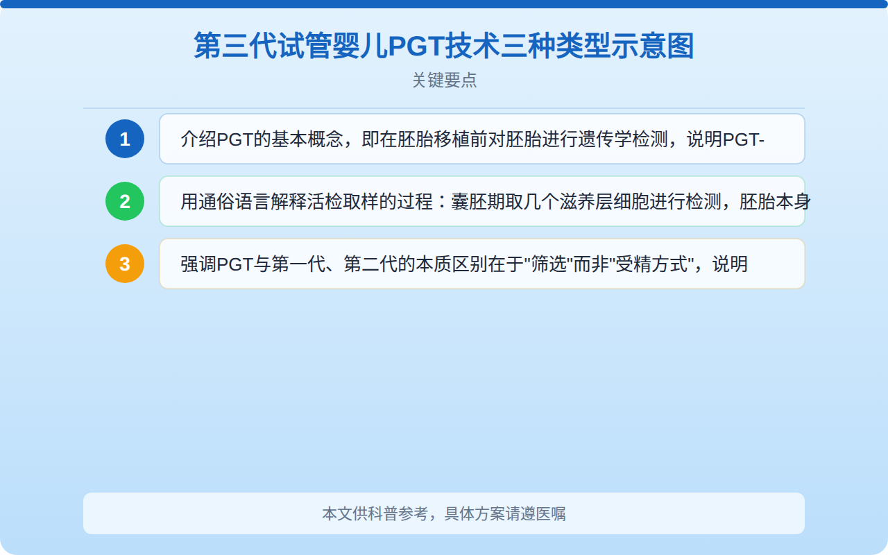 第三代试管婴儿PGT技术三种类型示意图