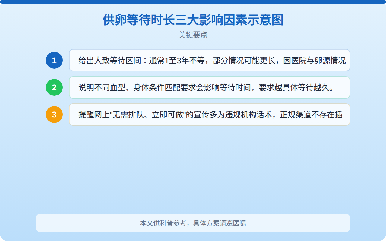 供卵等待时长三大影响因素示意图
