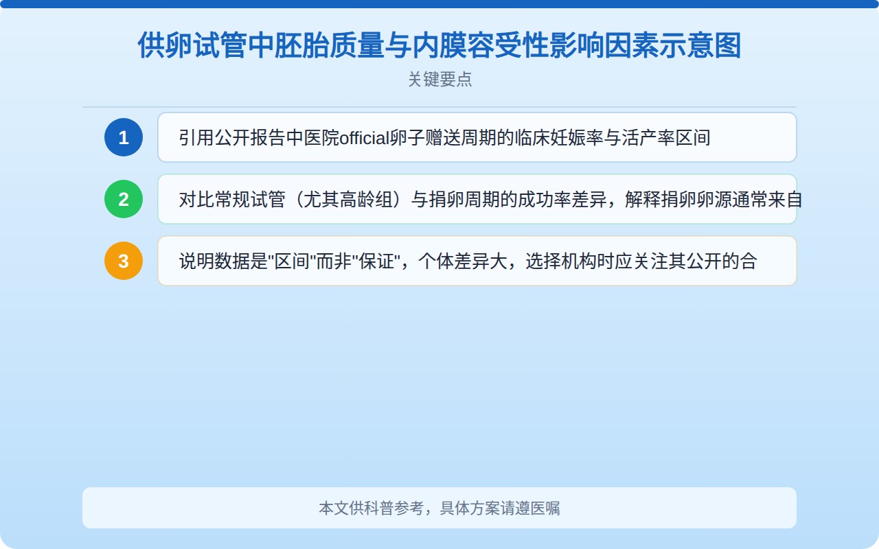 供卵试管中胚胎质量与内膜容受性影响因素示意图