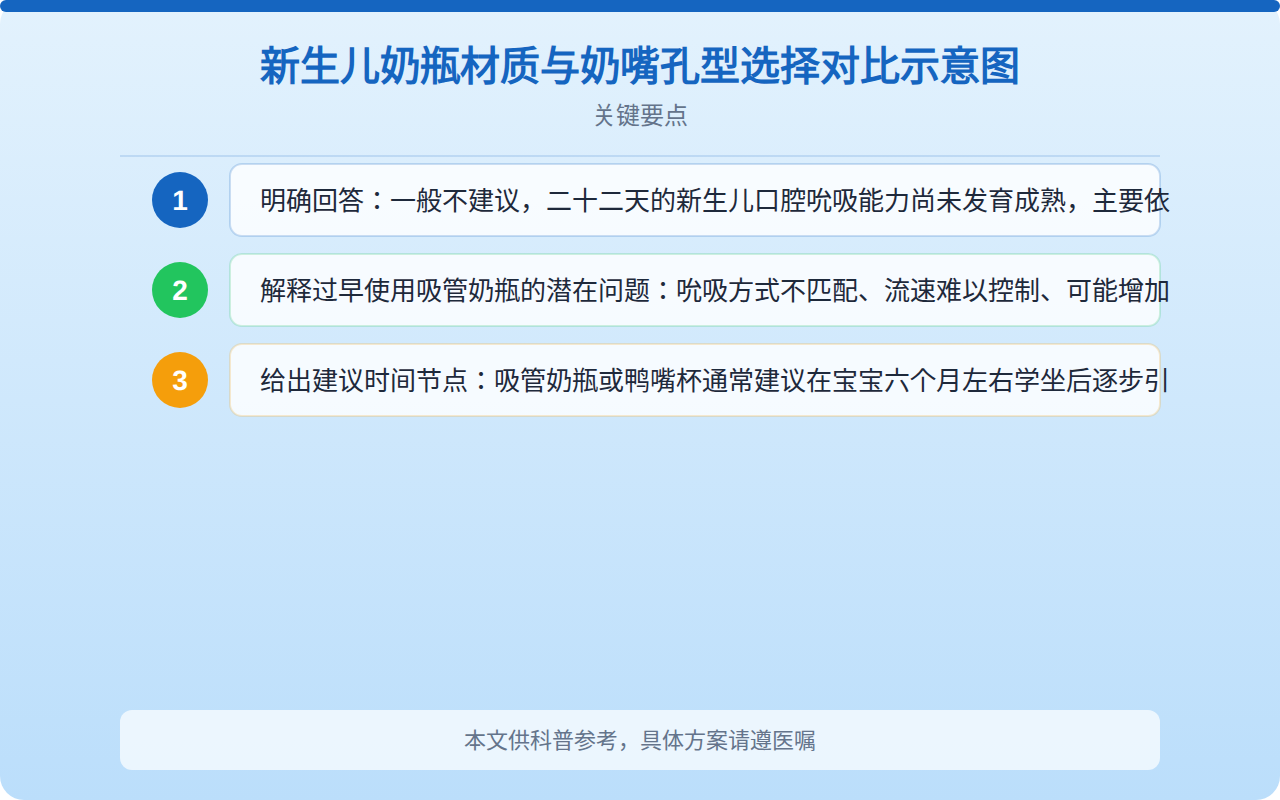 新生儿奶瓶材质与奶嘴孔型选择对比示意图