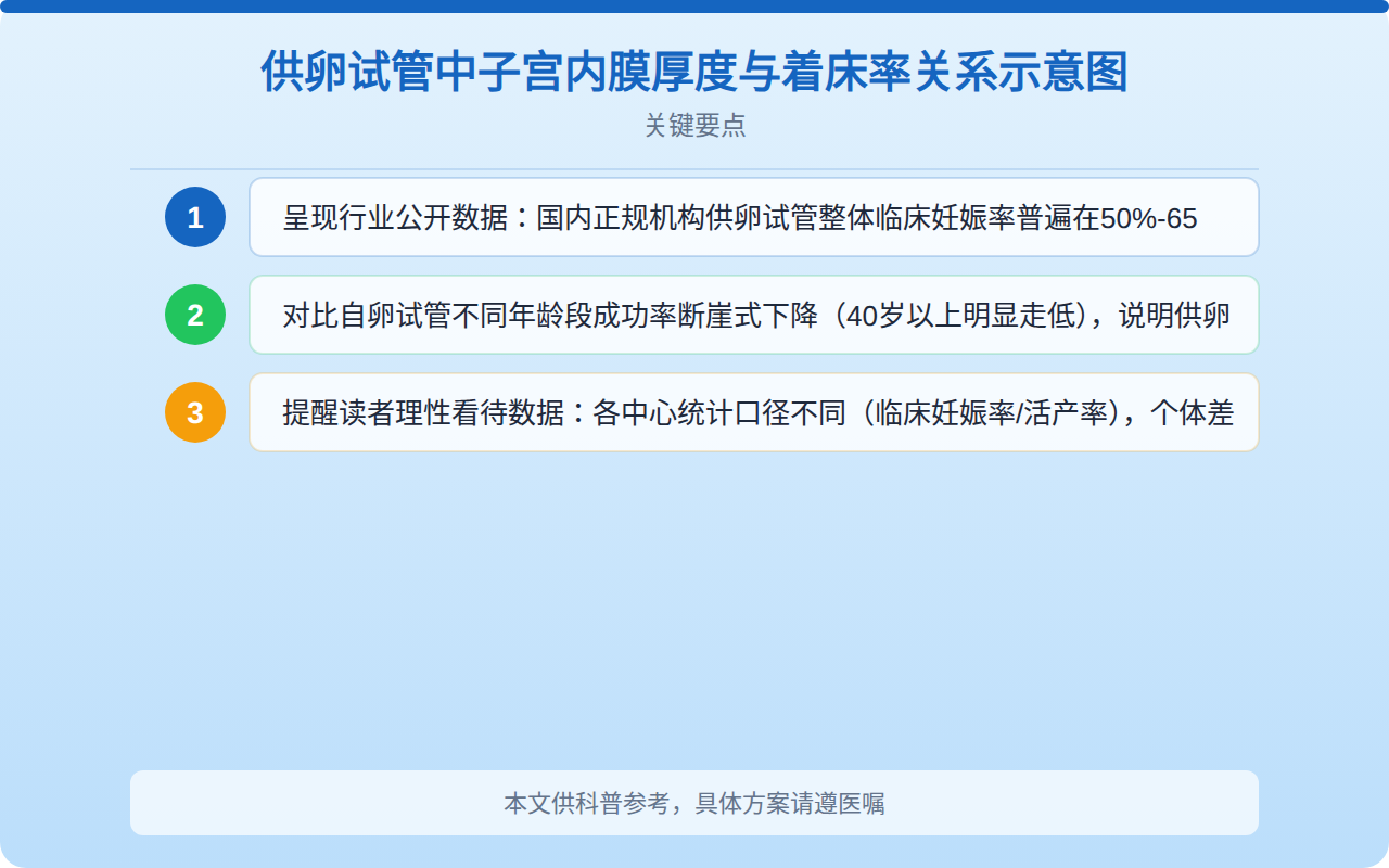 供卵试管中子宫内膜厚度与着床率关系示意图