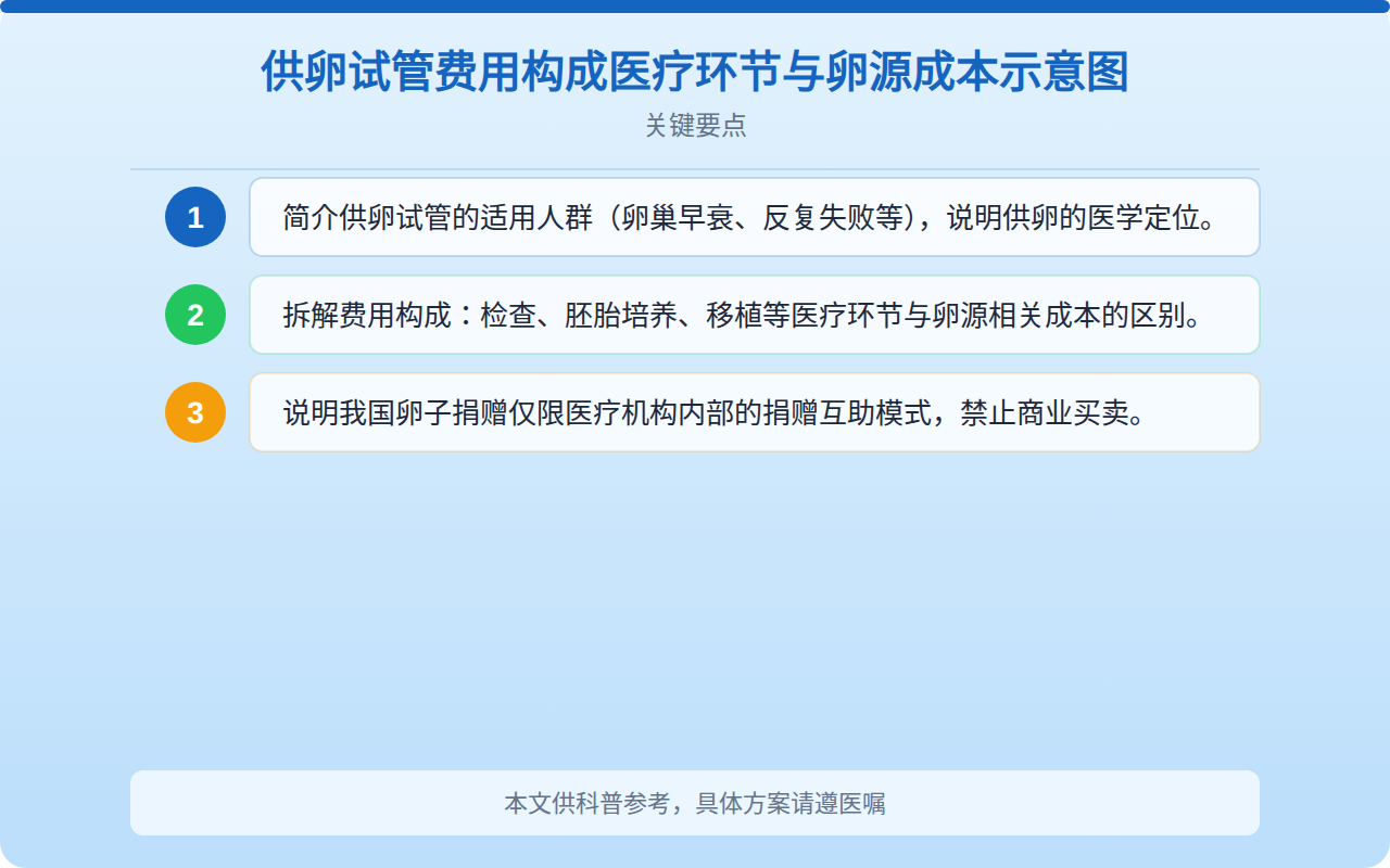 供卵试管费用构成医疗环节与卵源成本示意图