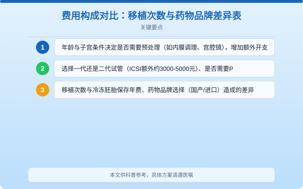 费用构成对比:移植次数与药物品牌差异表