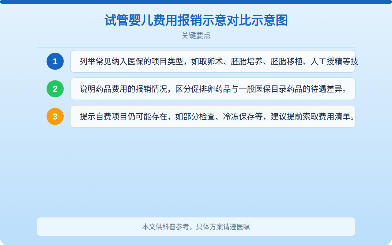 试管婴儿费用报销比例对比示意图