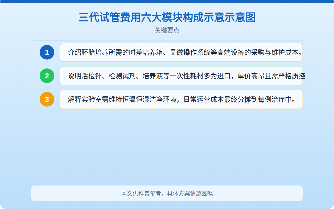 三代试管费用六大模块构成占比示意图