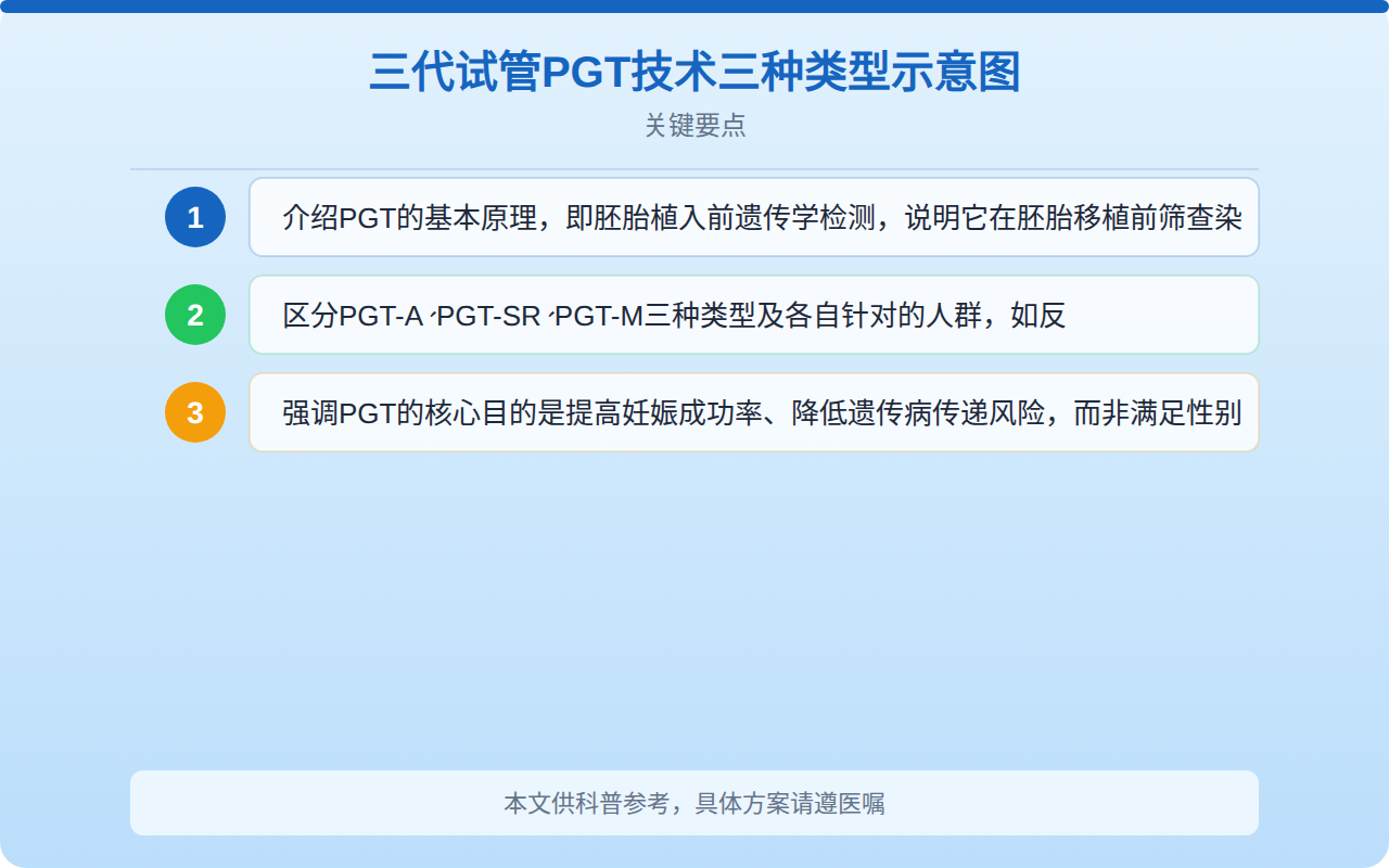 三代试管PGT技术三种类型示意图