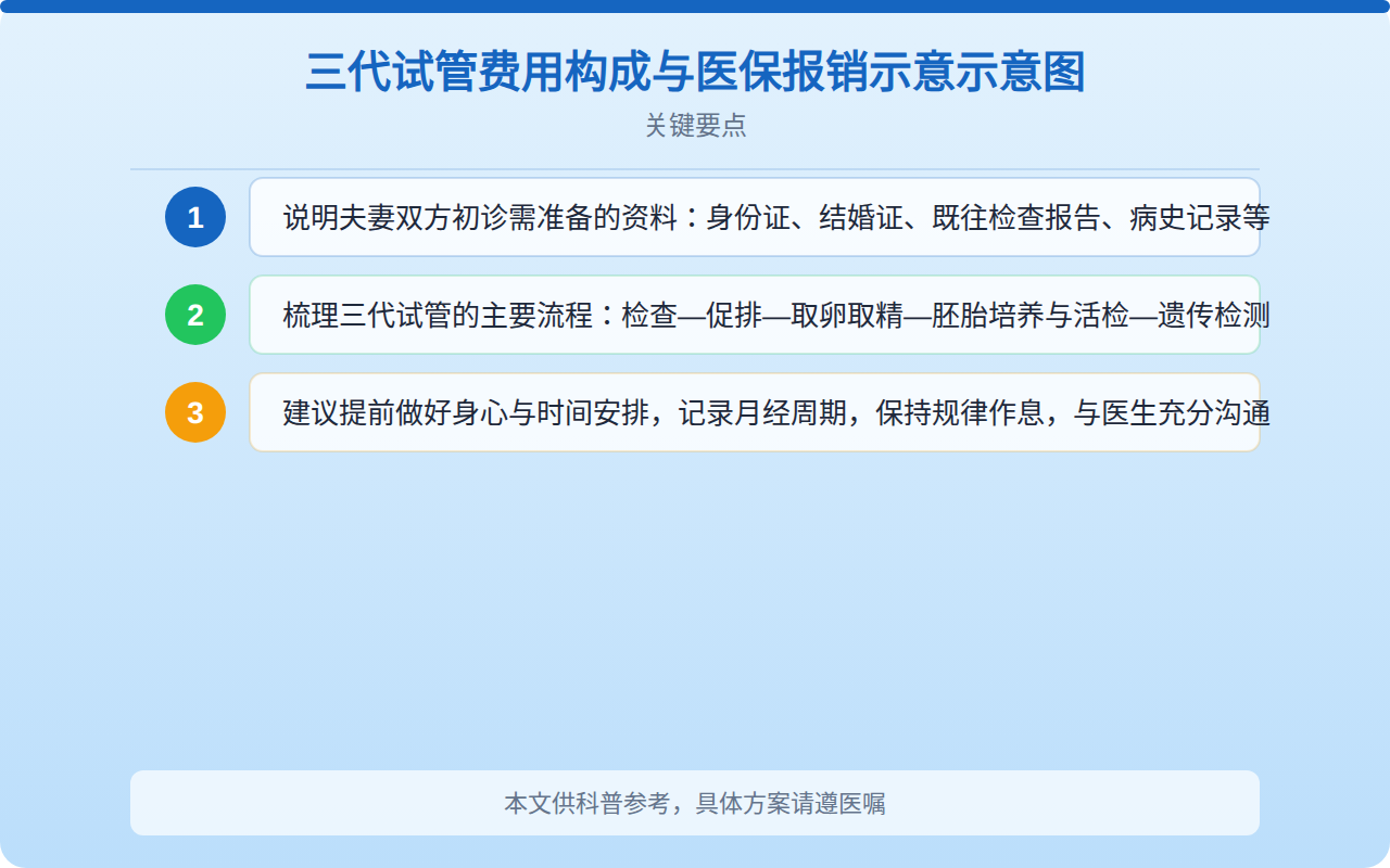 三代试管费用构成与医保报销比例示意图