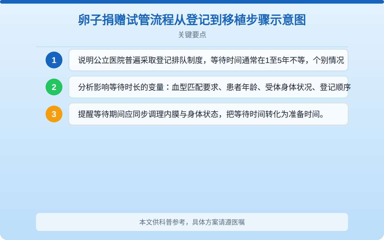 卵子捐赠试管流程从登记到移植步骤示意图