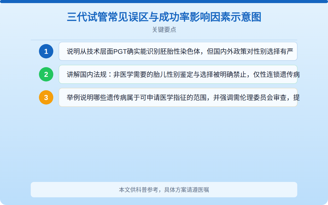 三代试管常见误区与成功率影响因素示意图
