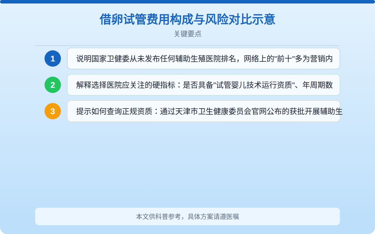 借卵试管费用构成与风险对比示意