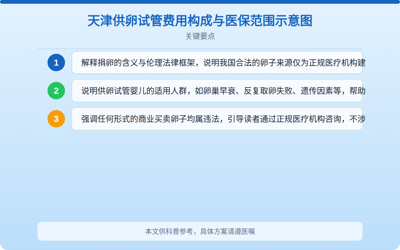 天津供卵试管费用构成与医保范围示意图