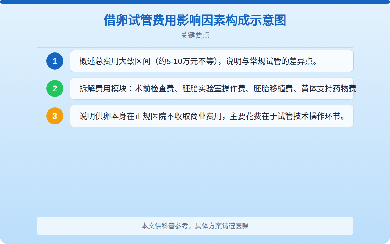 借卵试管费用影响因素构成示意图