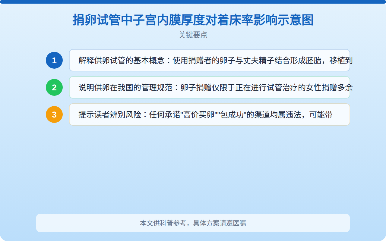 捐卵试管中子宫内膜厚度对着床率影响示意图