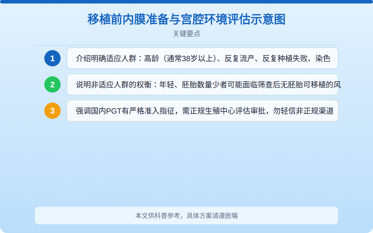 移植前内膜准备与宫腔环境评估示意图