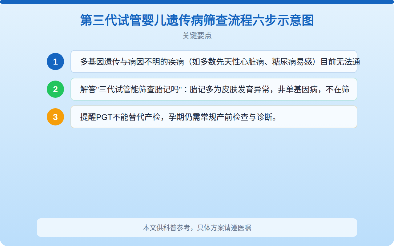 第三代试管婴儿遗传病筛查流程六步示意图