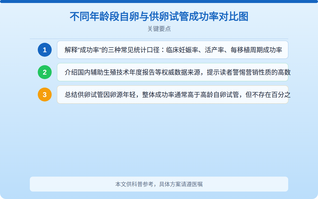 不同年龄段自卵与供卵试管成功率对比图