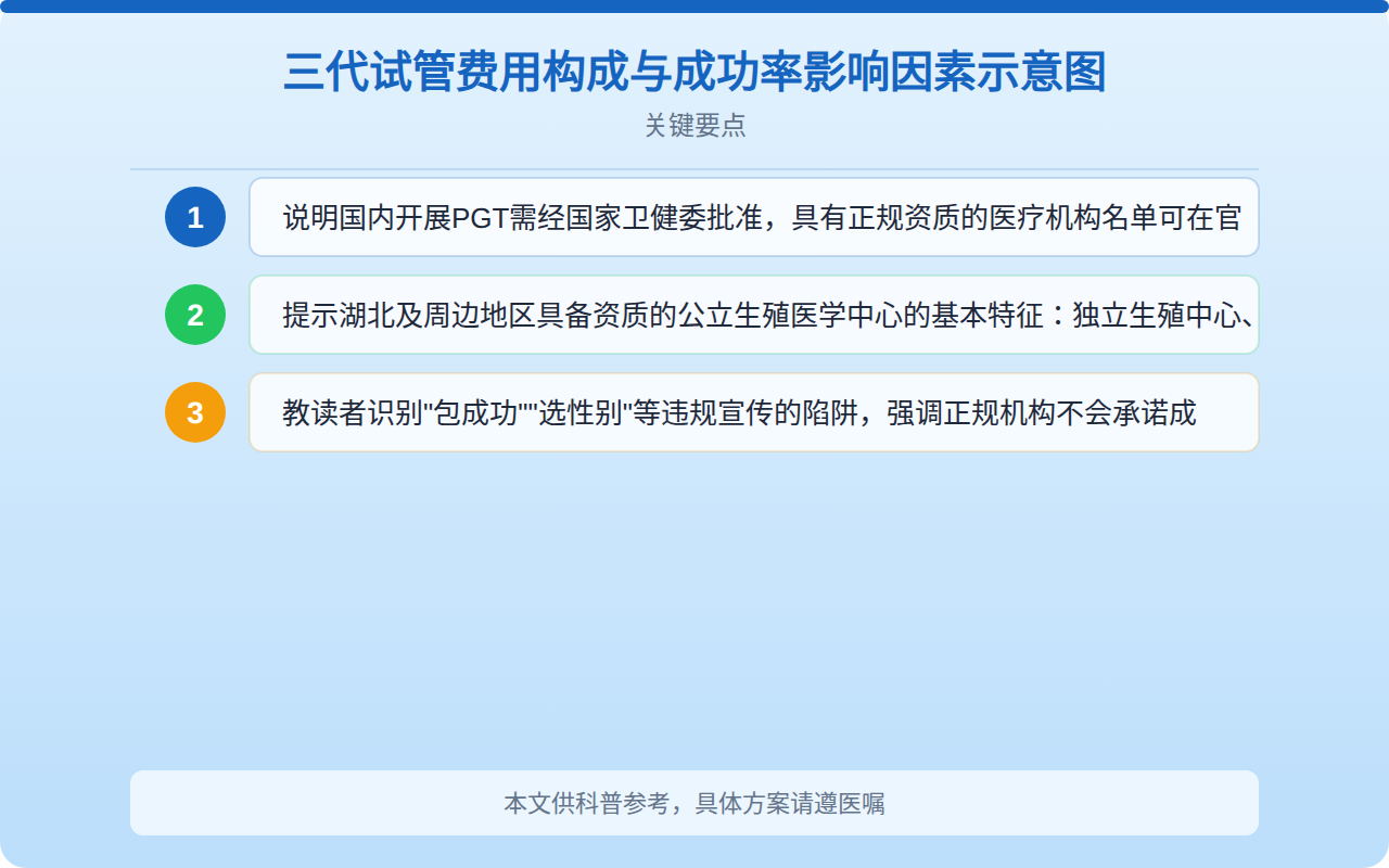 三代试管费用构成与成功率影响因素示意图