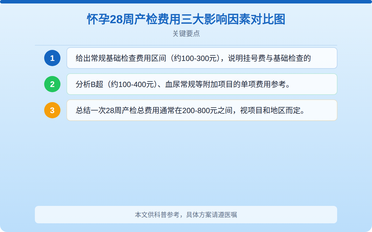 怀孕28周产检费用三大影响因素对比图