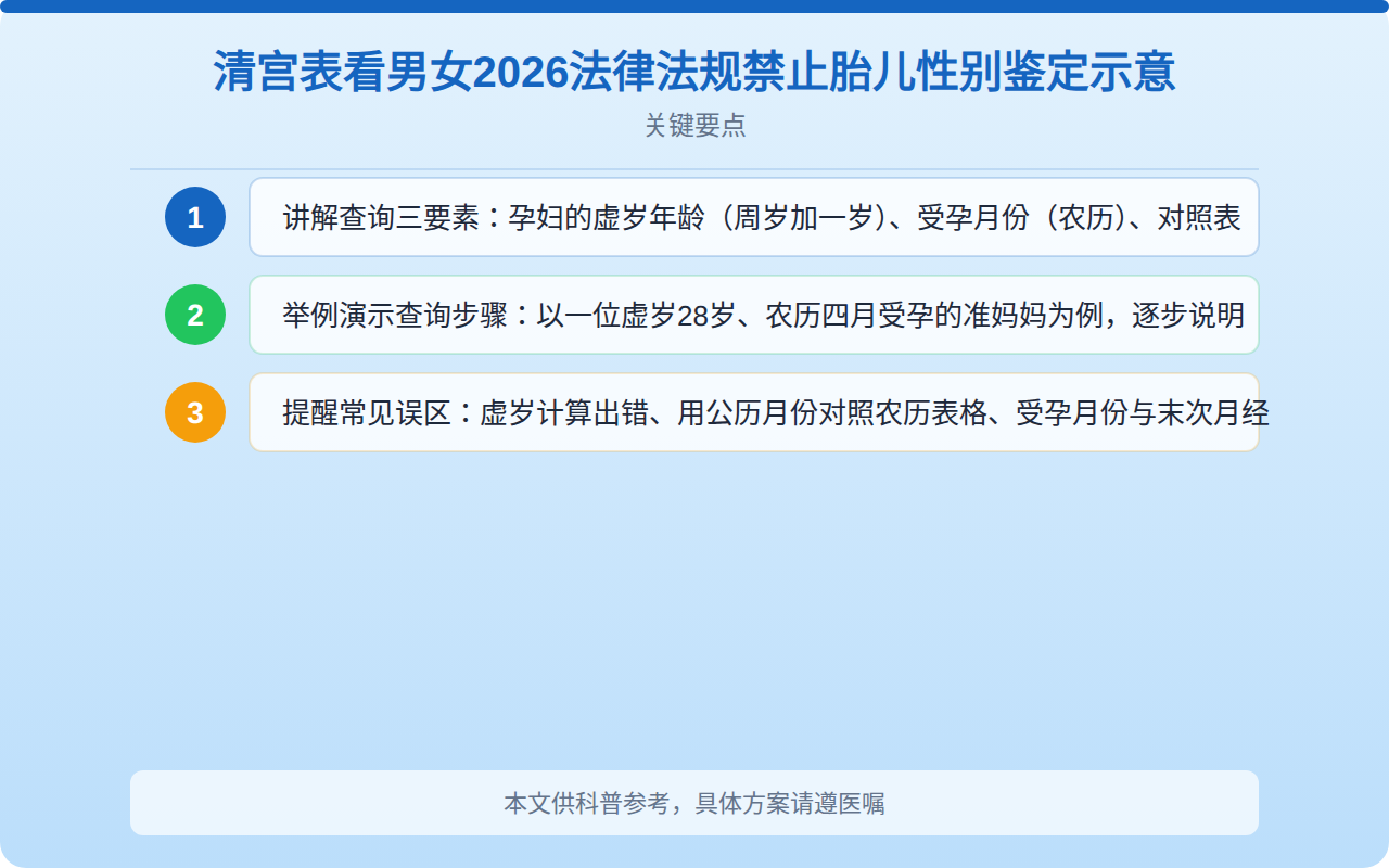 清宫表看男女2026法律法规禁止胎儿性别鉴定示意