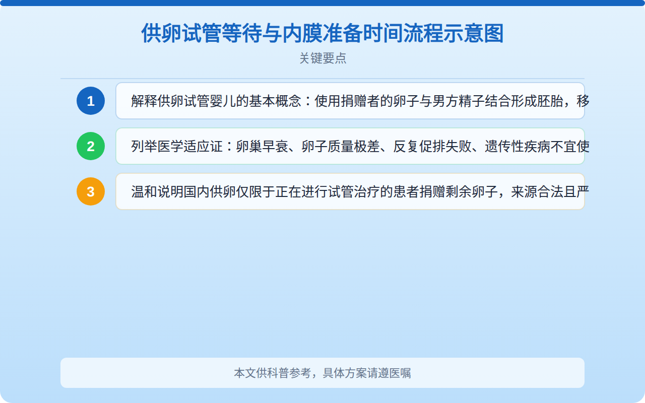 供卵试管等待与内膜准备时间流程示意图