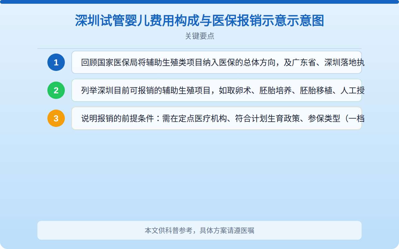 深圳试管婴儿费用构成与医保报销比例示意图