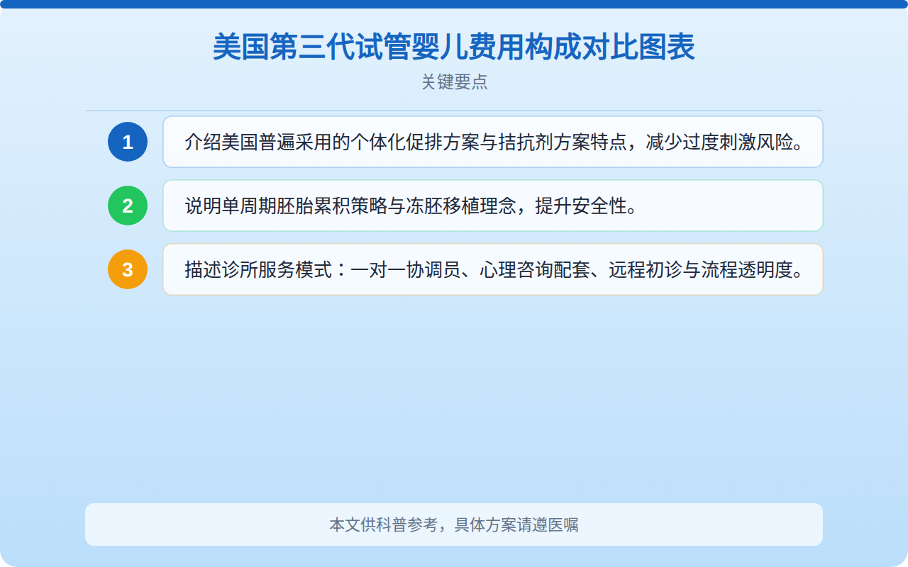 美国第三代试管婴儿费用构成对比图表
