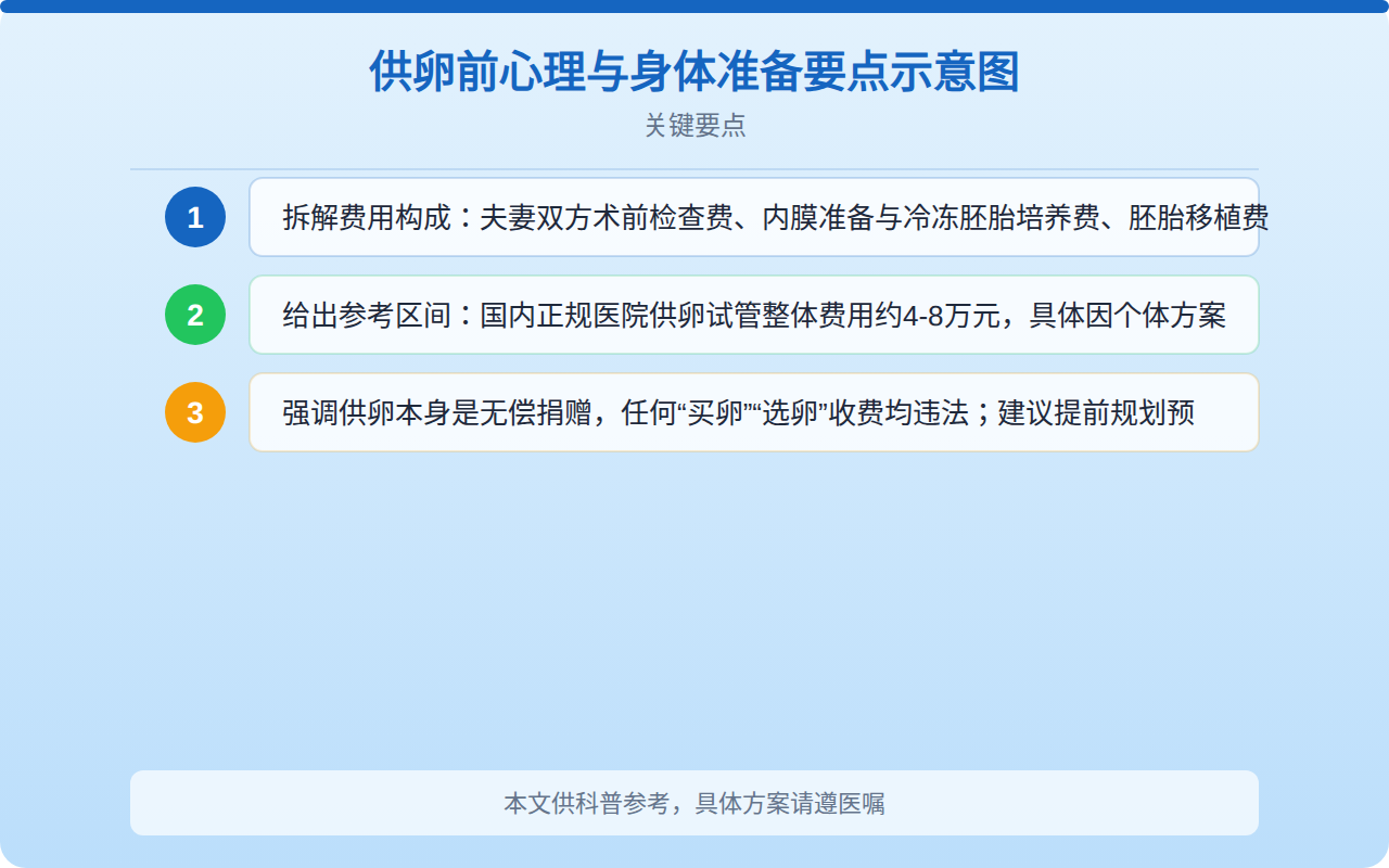 供卵前心理与身体准备要点示意图