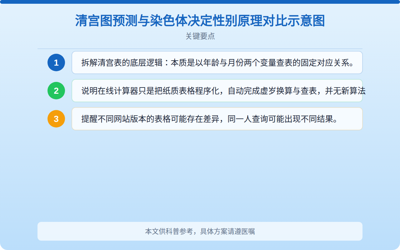 清宫图预测与染色体决定性别原理对比示意图