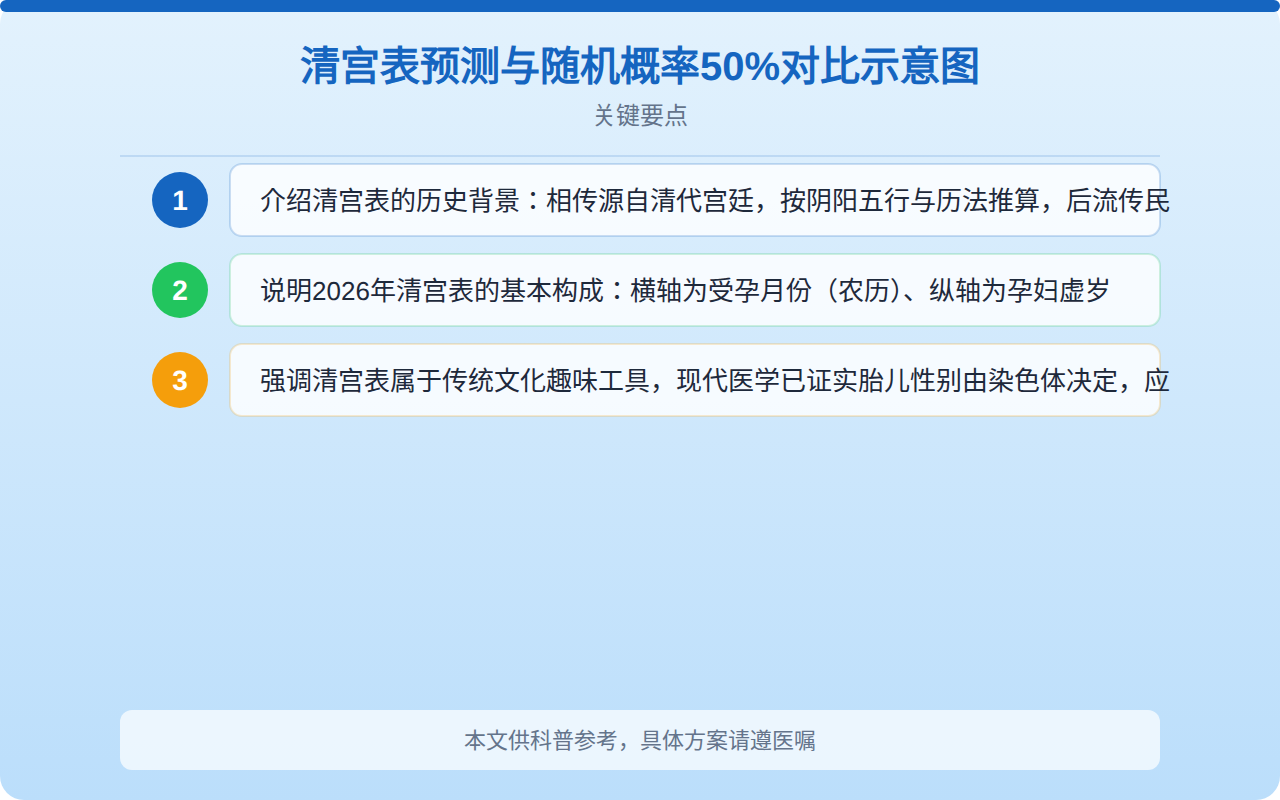 2026怀孕清宫表生男生女图怎么看？科学解读清宫表预测方法与准确率